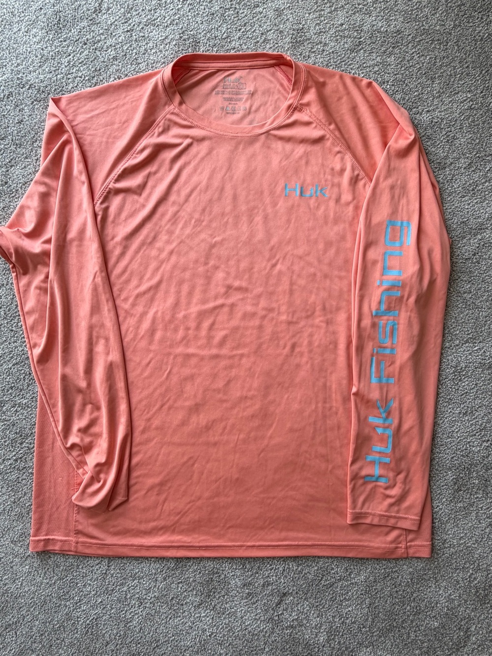 Huk Men’s Fishing Shirt Long Sleeve Fish Graphic Coral Pink XL Performance